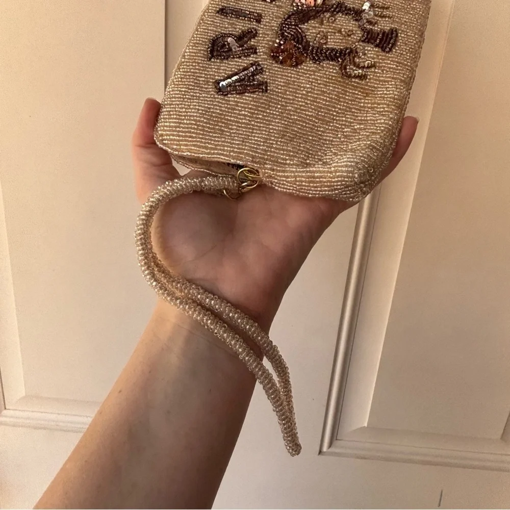 Anthropologie Beaded Aries Zodiac Wristlet Clutch